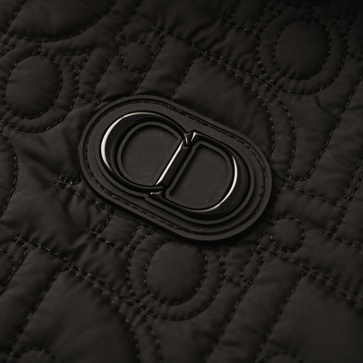 Christian Dior Embossed Quilted Hooded Zip-Up Jacket with CD Chest Detail, Casual Streetwear Outerwear