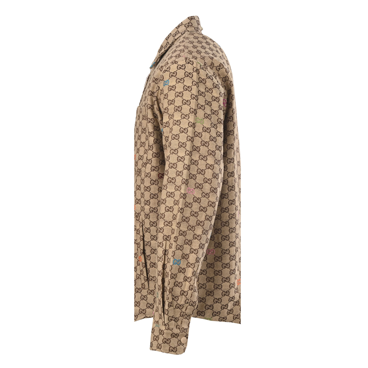 Gucci Multicolor GG Jacquard Cotton Canvas Shirt Jacket