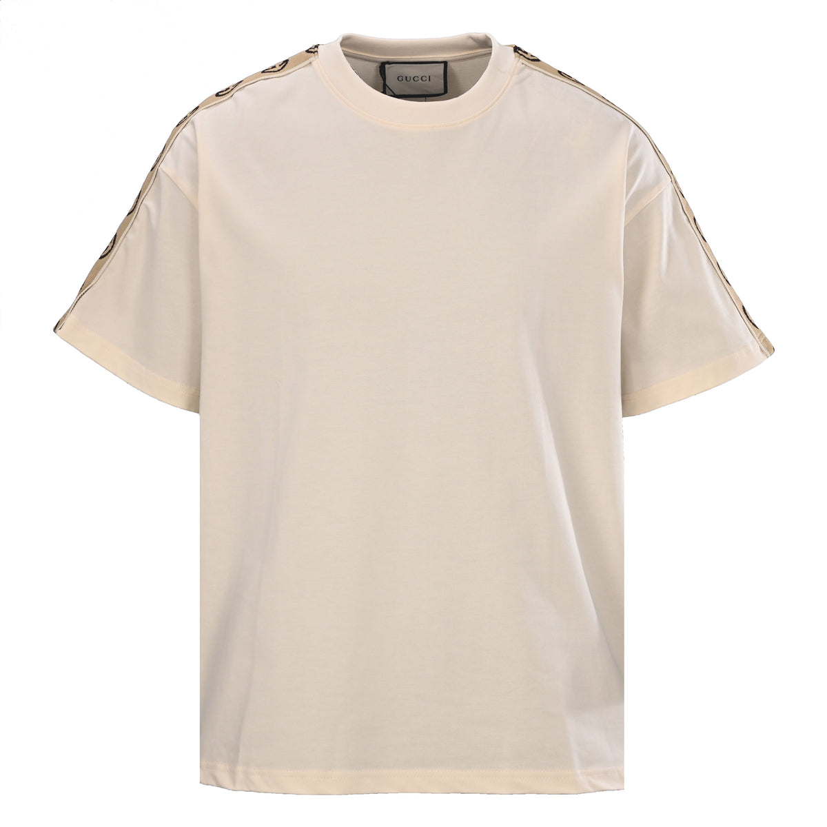 Gucci Beige GG Jacquard Tape Oversized Crewneck T-Shirt