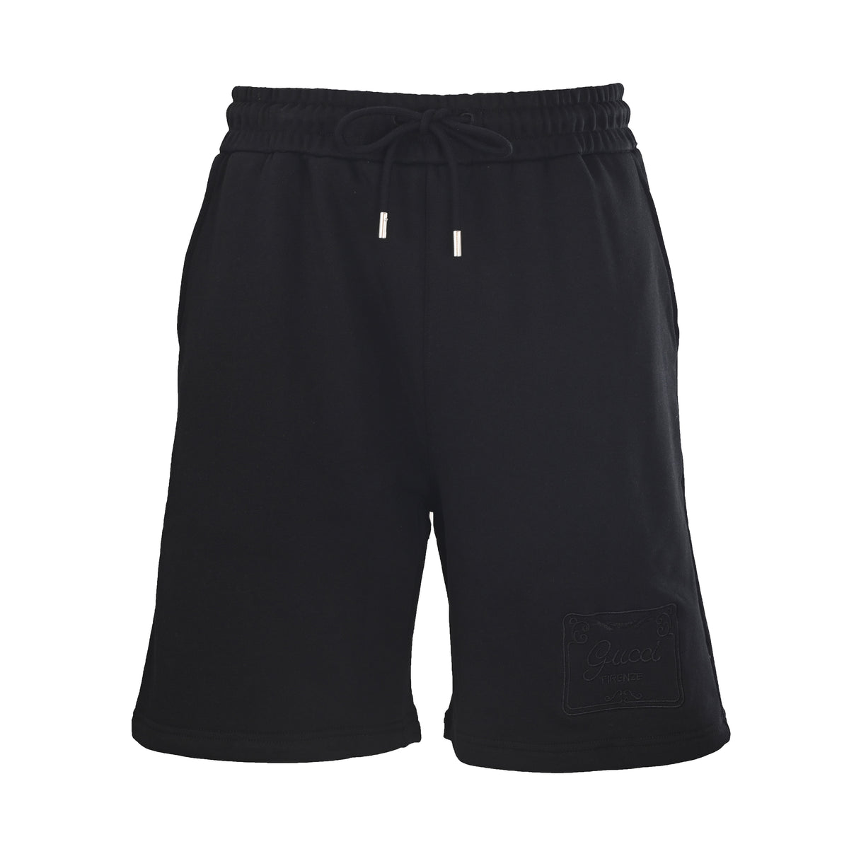 Gucci Black Embroidered Logo Patch Drawstring Shorts