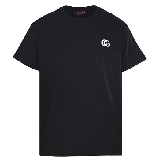Gucci Black GG Embroidered Logo Relaxed-Fit Cotton T-Shirt