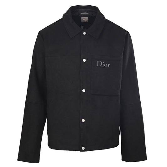 Christian Dior Jacket with Suede Sheepskin Collar and Embossed Lettering Pocket Detail