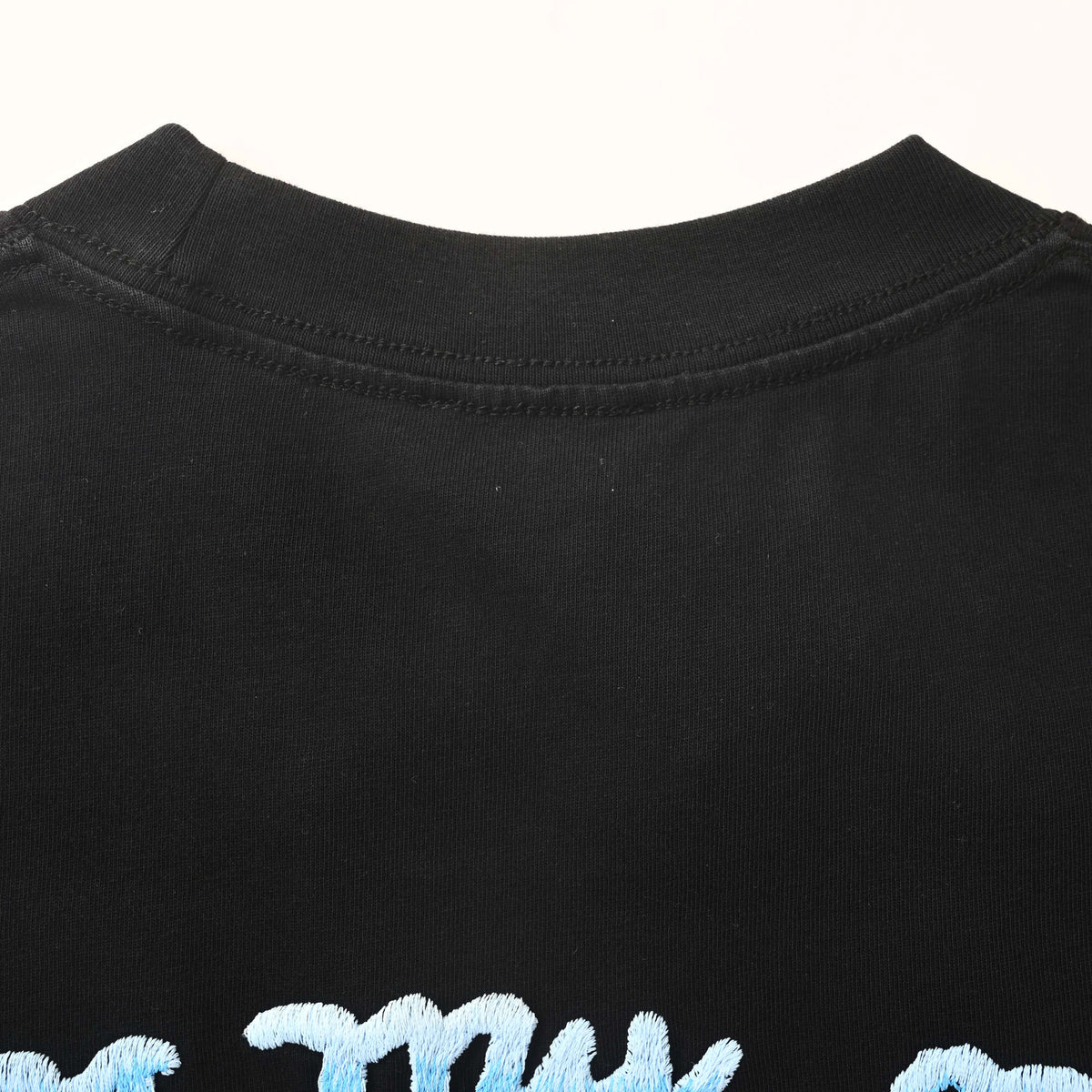 Christian Dior Blue Ombre Graffiti Embroidered Short-Sleeve T-Shirt with Front and Back Detailing