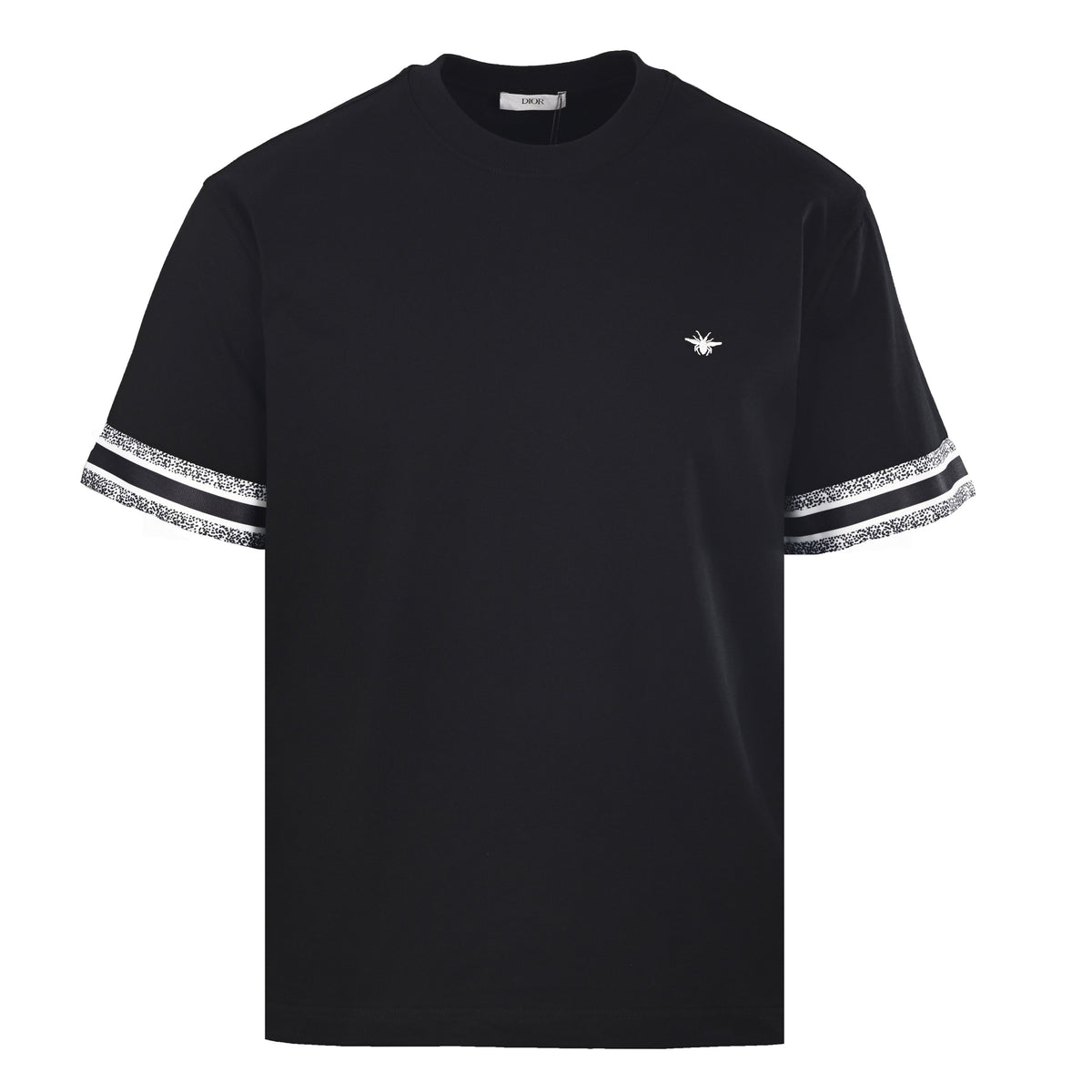 Christian Dior Classic Bee Embroidery T-Shirt with Woven Tape Detailing and Short Sleeves for Smart-Casual Outfits