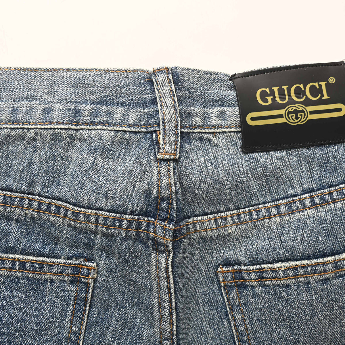 Gucci 1921 Distressed Washed Denim Jeans