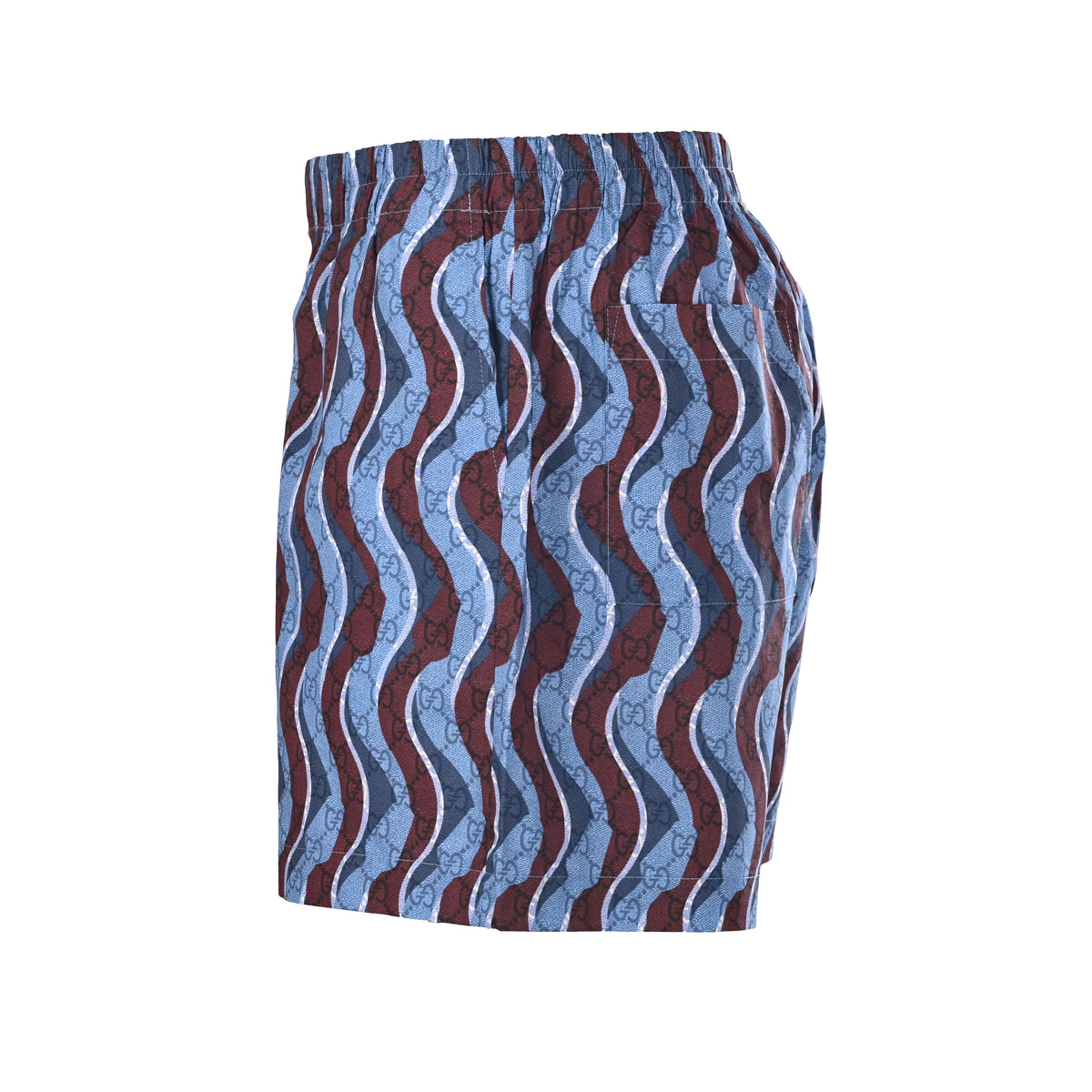 Gucci Blue GG Wave Stripe Elastic-Waist Shorts