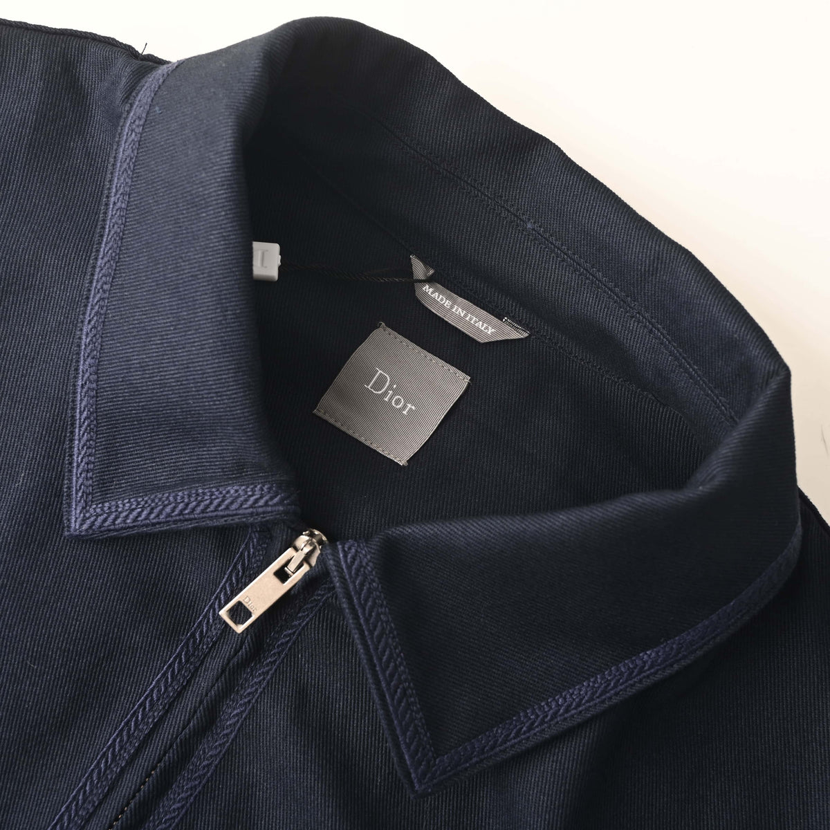 Christian Dior Gabardine Jacket with Embroidered Square Logo Patch, Smart-Casual Outerwear