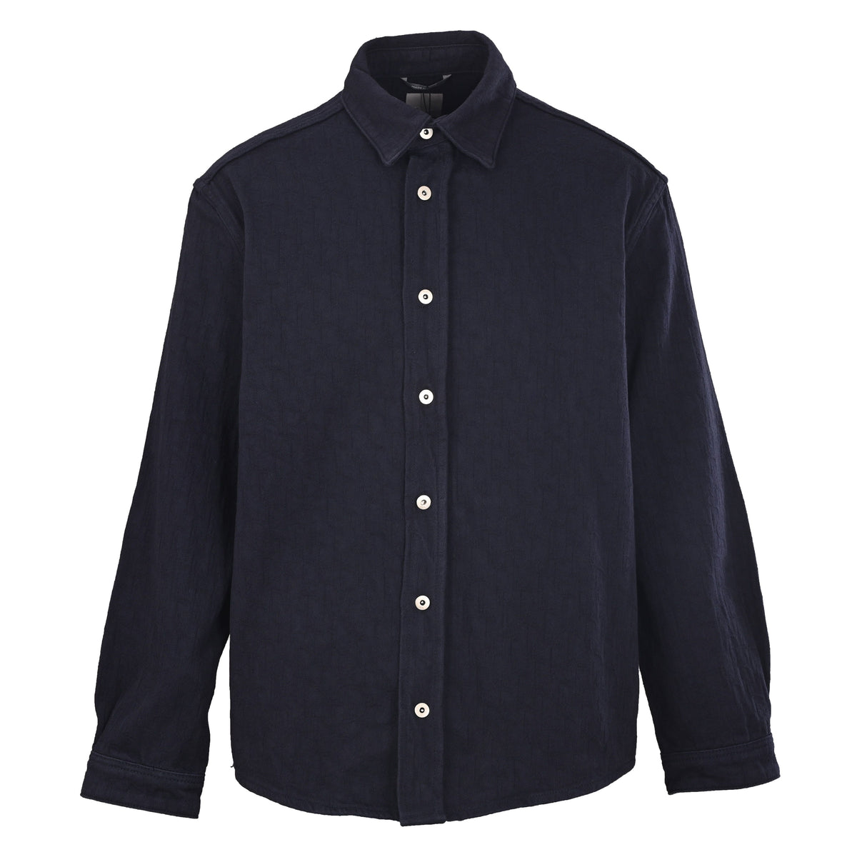 Christian Dior Long-Sleeve Denim Shirt with Subtle All-Over Pattern for Casual Streetwear