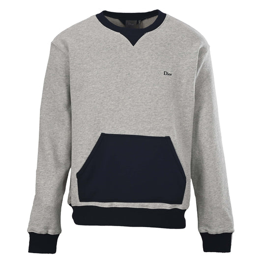 Christian Dior Contrast Pocket Crewneck Sweatshirt, Mixed-Pattern Embroidery Casual Streetwear Top