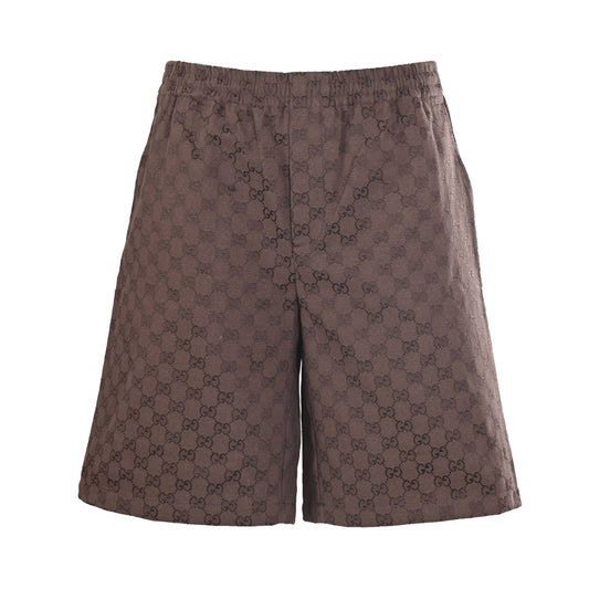 Gucci Brown GG Jacquard Elastic-Waist Shorts