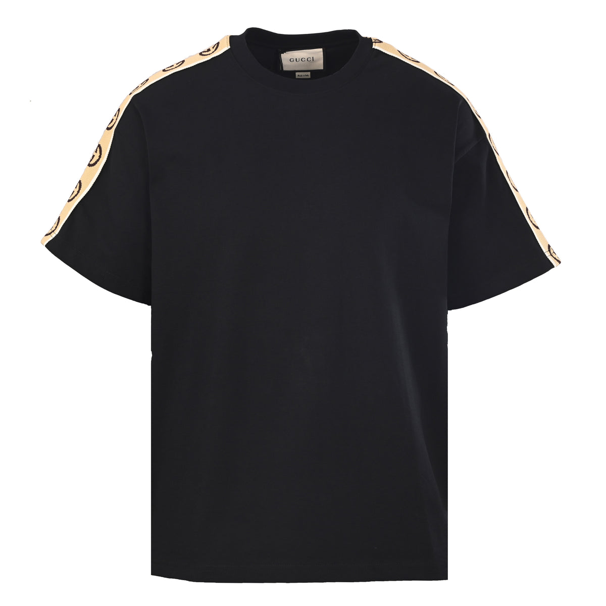 Gucci Black GG Jacquard Tape Oversized Cotton T-Shirt