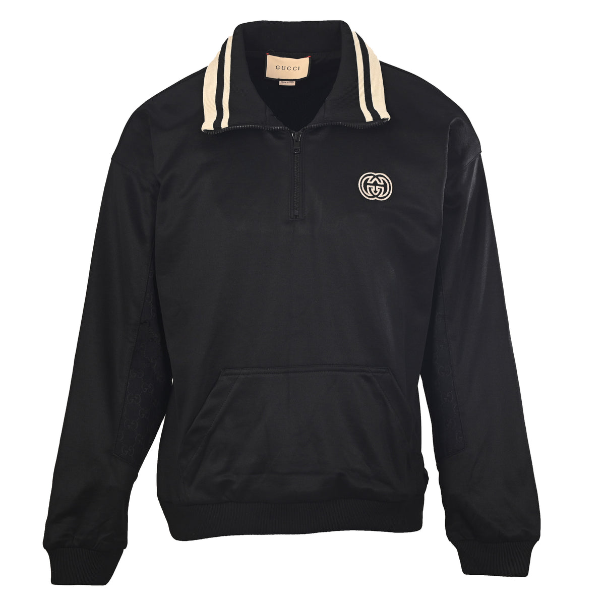Gucci Unisex GG Embroidered Half-Zip Track Top in Black