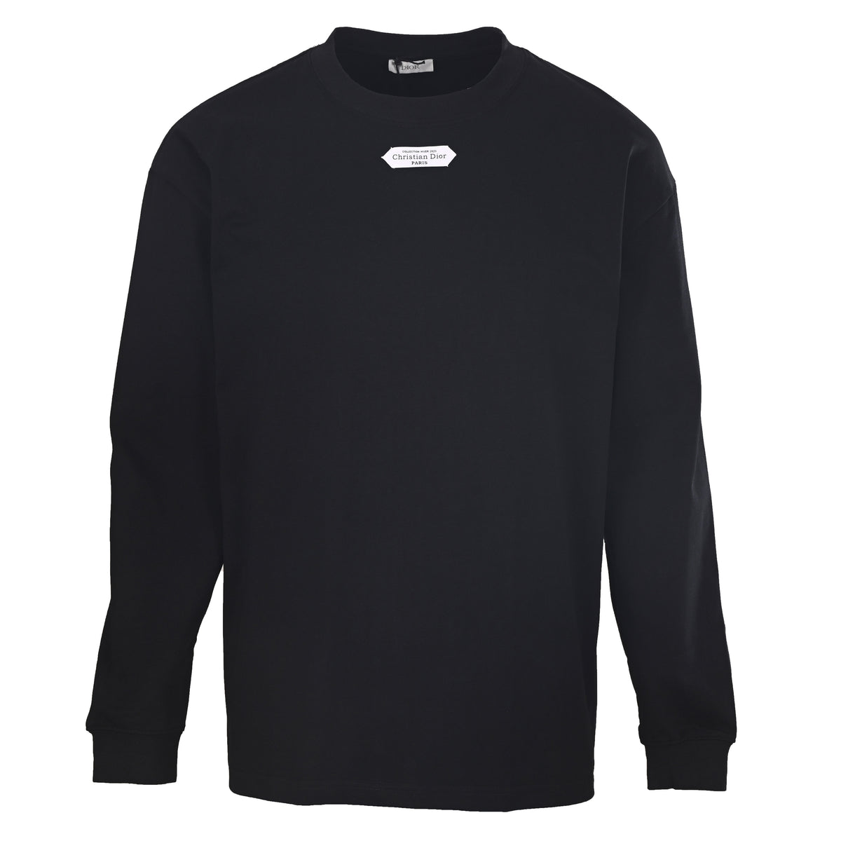 Christian Dior Neckline Label Detail Long Sleeve Tee for Casual Layered Outfits