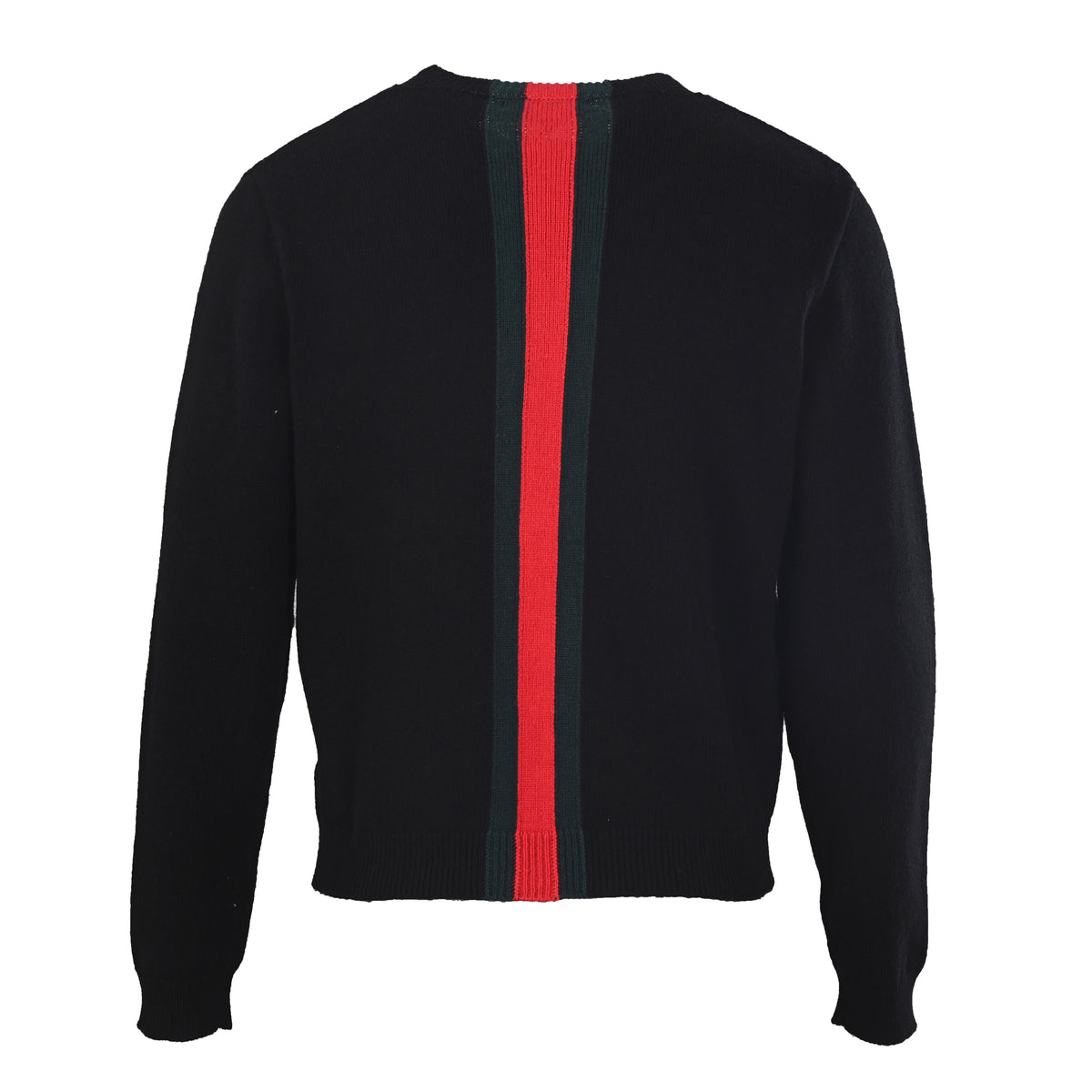 Gucci Black Red and Green Stripe Slim-Fit Wool Sweater