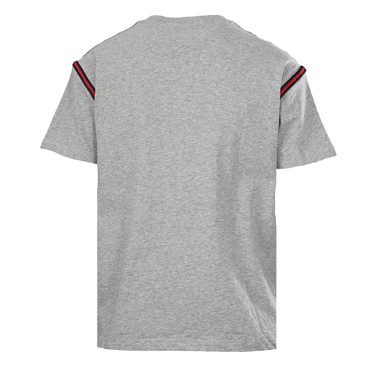 Gucci Heather Grey Striped Shoulder Tape Cotton Crewneck T-Shirt