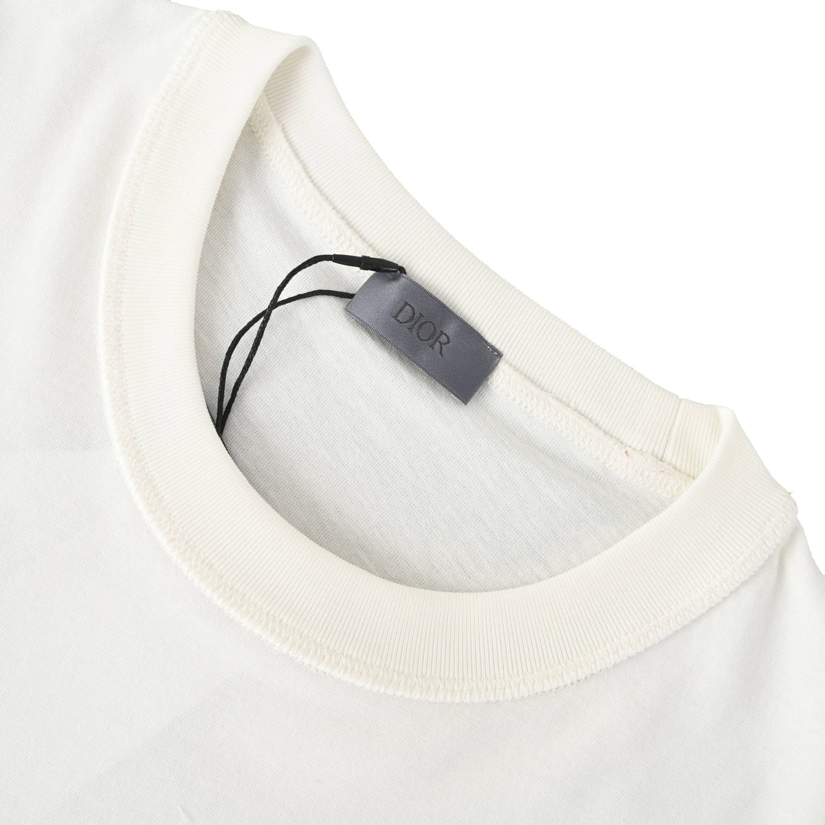 Christian Dior Silver-Tone Letter Embroidered Short-Sleeve T-Shirt with Left-Chest Detail for Minimalist Styling