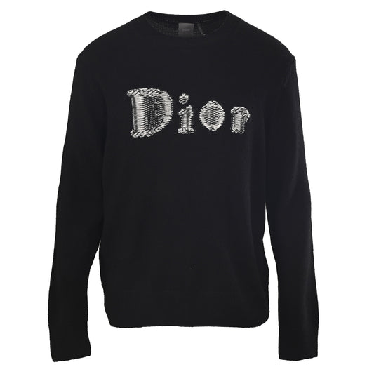 Christian Dior Wool and Cashmere Lettering Jacquard Sweater, Statement Knitwear for Smart Casual Looks