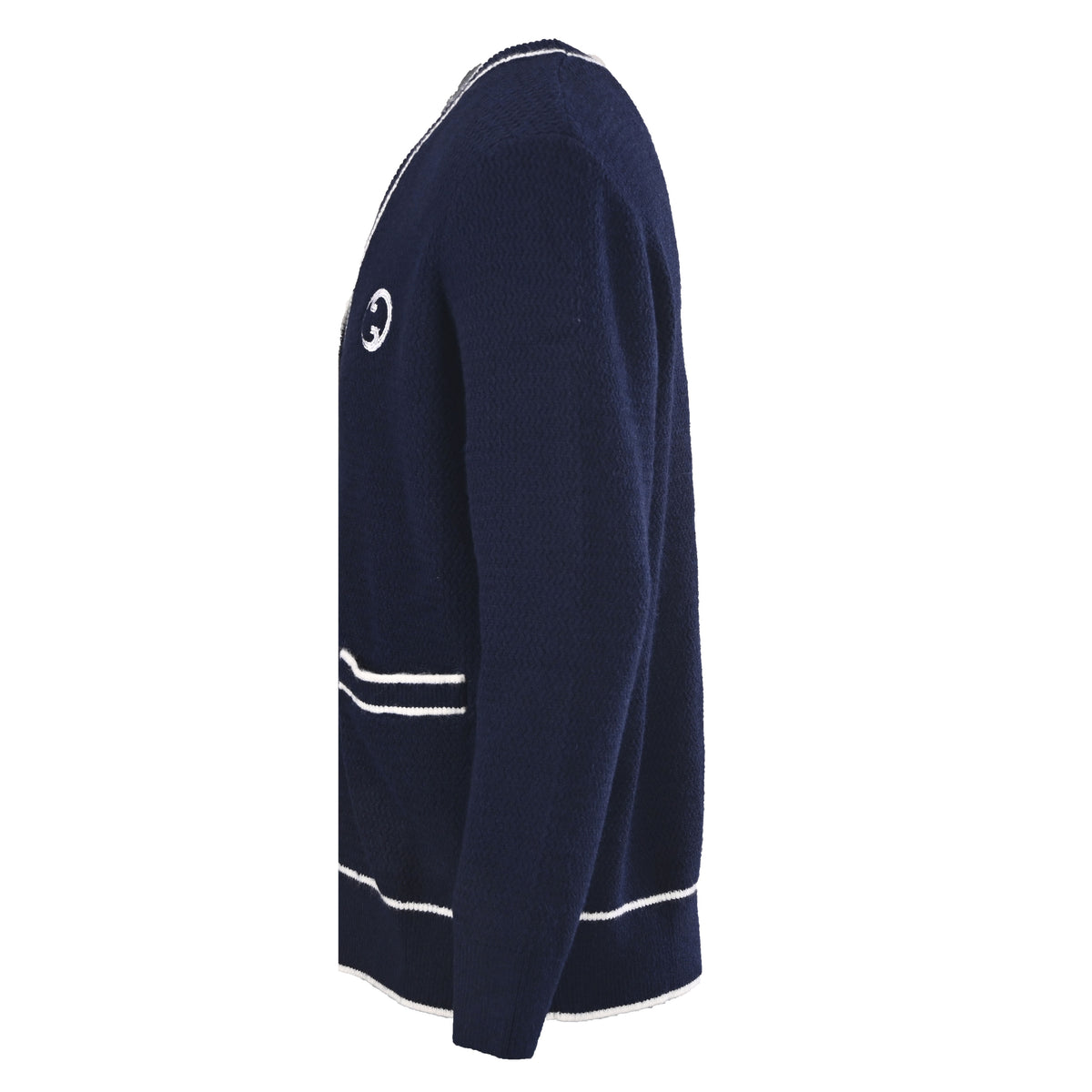 Gucci Unisex GG Embroidered Contrast Stripe Cardigan