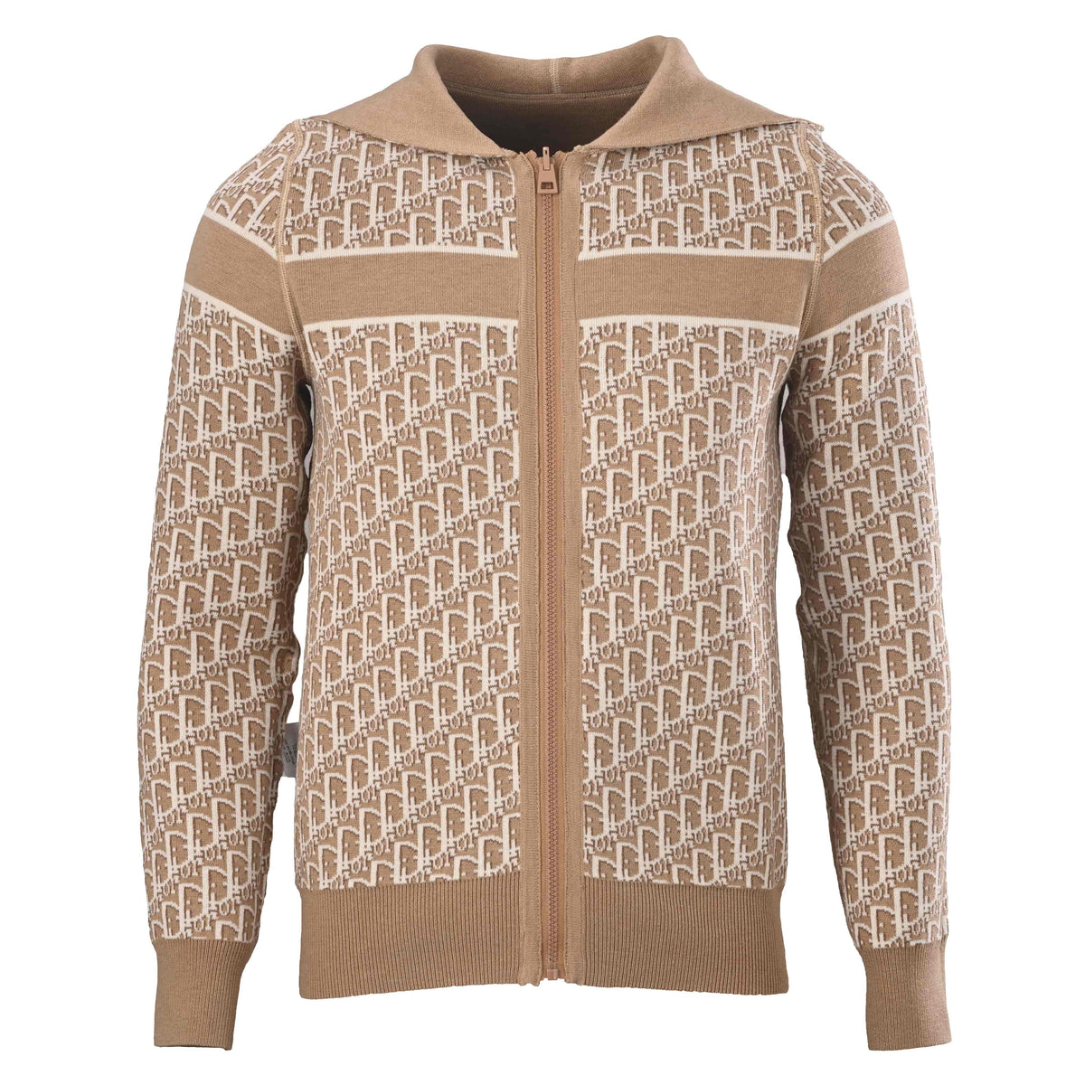 Christian Dior Monogram Jacquard Reversible Cashmere Knit Jacket for Statement Casual Layering