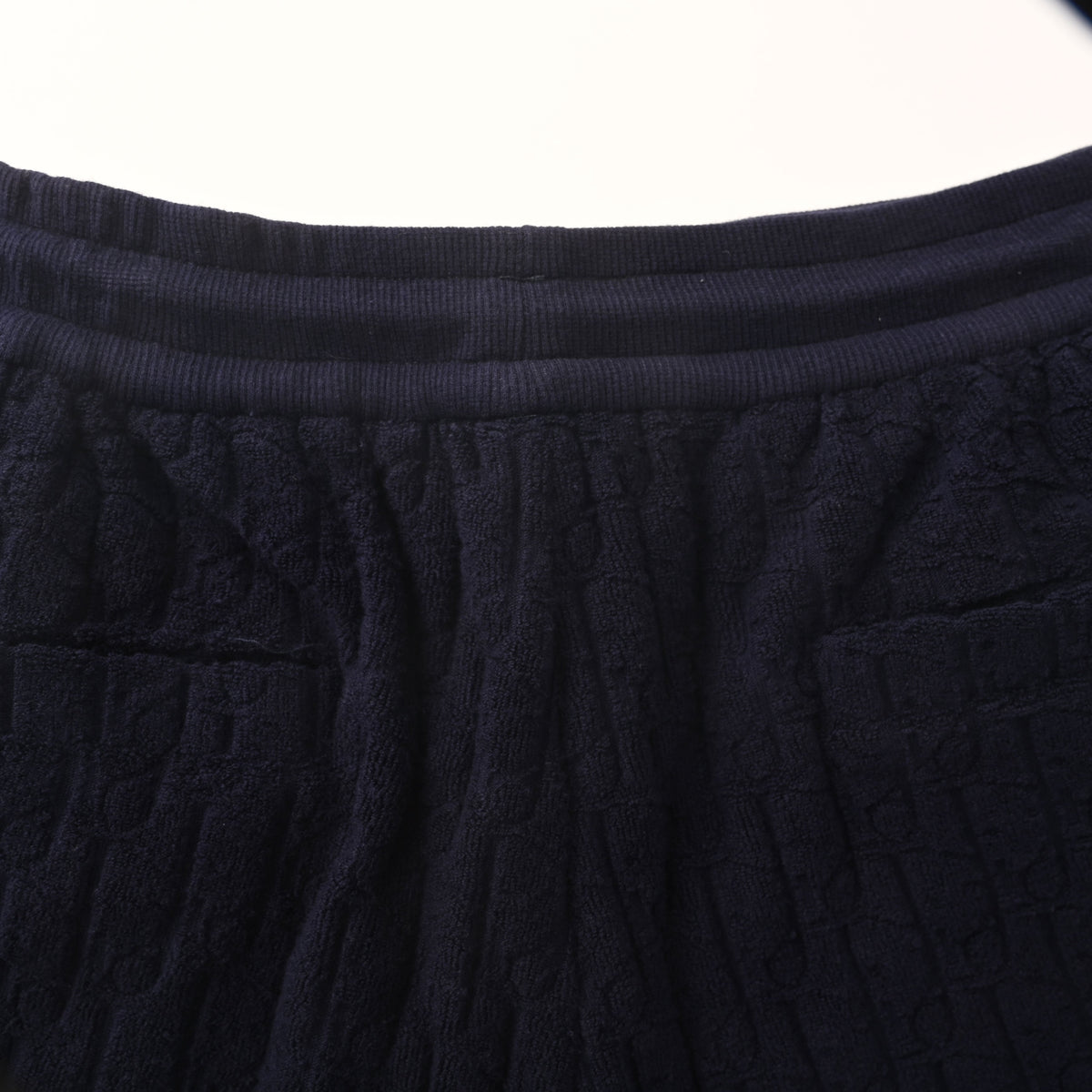 Christian Dior CD Terry Cloth Jacquard Shorts, Flocked Detail Casual Loungewear Style