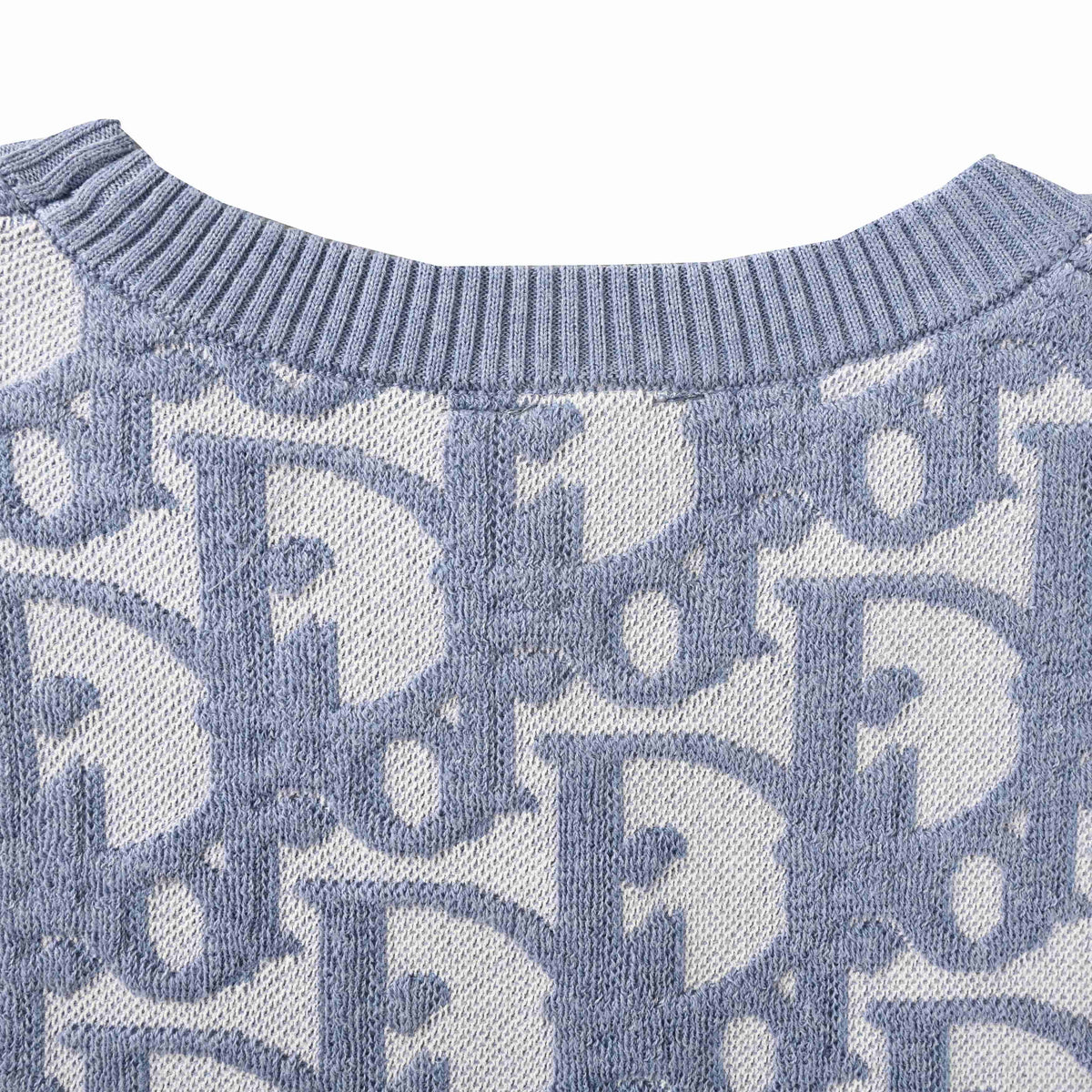 Christian Dior Oblique Blue All-Over Monogram Knit Short-Sleeve T-Shirt for Statement Casual Outfits