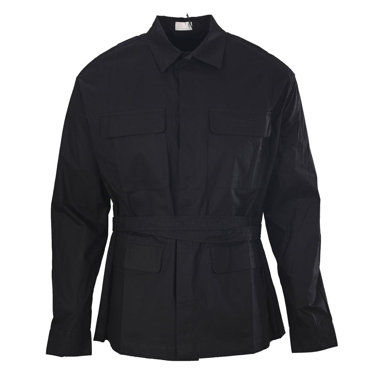 Christian Dior Four-Pocket Utility Jacket with Back-Tie Waist Belt, Safari-Inspired Outerwear