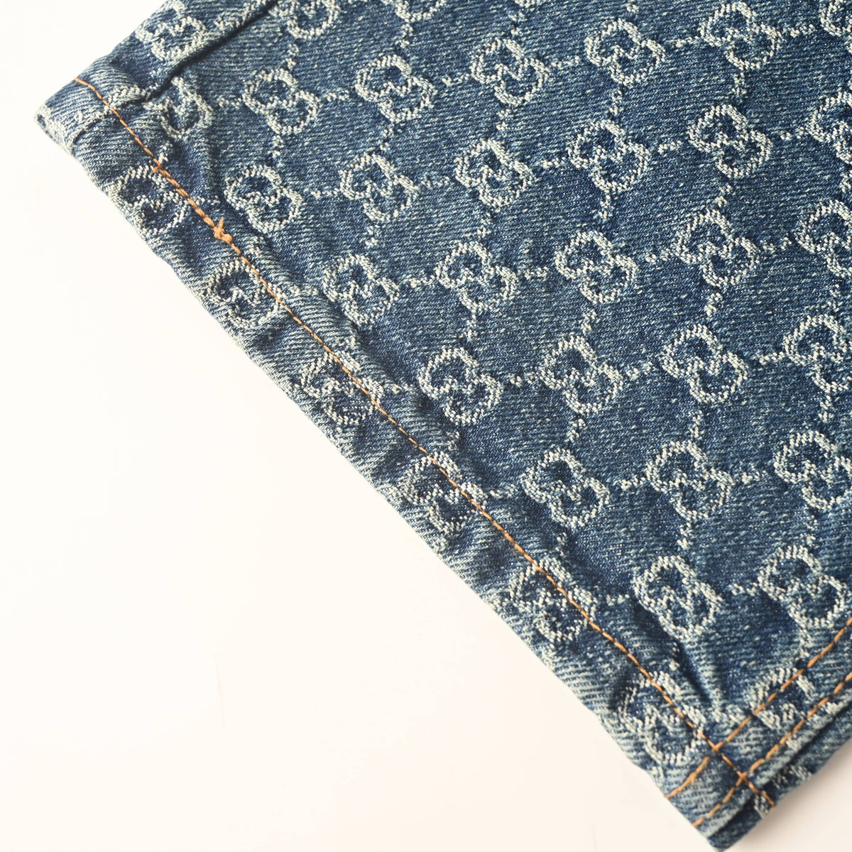 Gucci Unisex GG Jacquard Wide-Leg Jeans in Navy
