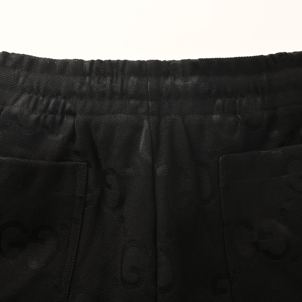 Gucci Black Jumbo GG Jacquard Drawstring Shorts