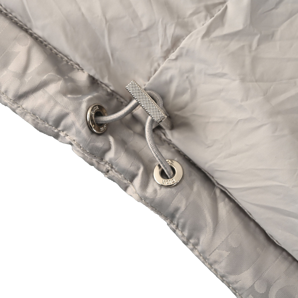 Christian Dior Silver Grey Monogram Down Jacket with Stand Collar, Winter Outerwear