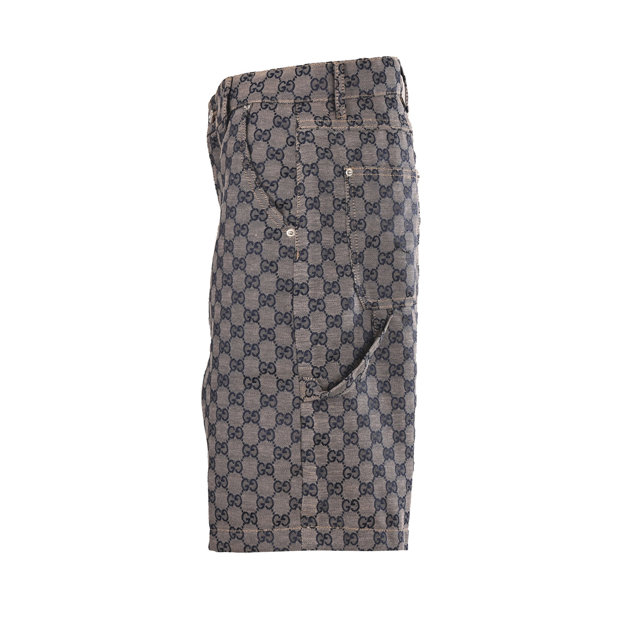 Gucci Grey GG Jacquard Relaxed-Fit Carpenter Denim Shorts