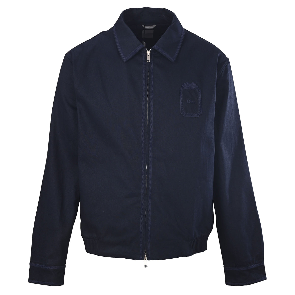 Christian Dior Gabardine Jacket with Embroidered Square Logo Patch, Smart-Casual Outerwear