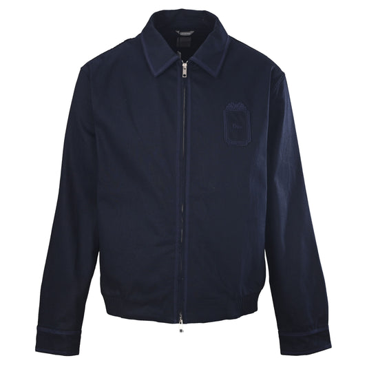 Christian Dior Gabardine Jacket with Embroidered Square Logo Patch, Smart-Casual Outerwear
