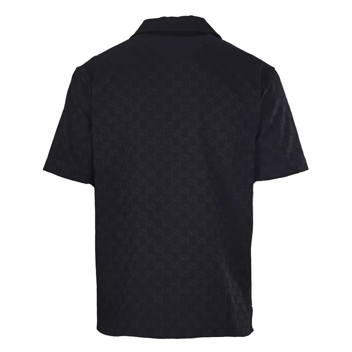 Gucci Black Tonal GG Jacquard Short-Sleeve Camp Collar Shirt