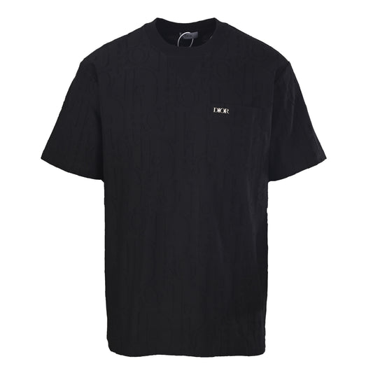 Christian Dior CD Tonal Monogram Embossed Pocket T-Shirt, Short Sleeve Casual Tee
