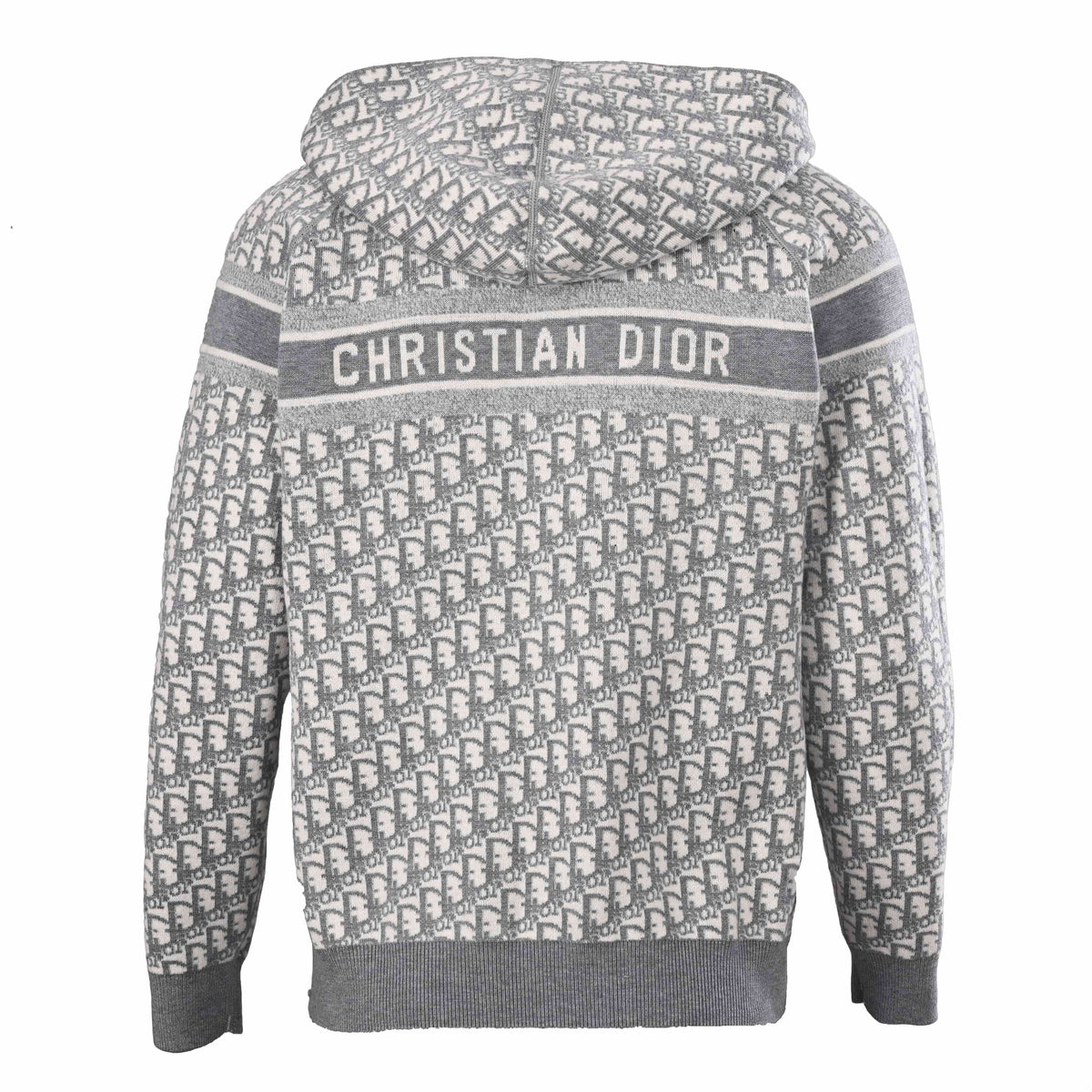 Christian Dior Back Lettering Cashmere Knit Jacket, Reversible Oblique Monogram Jacquard Layering Style