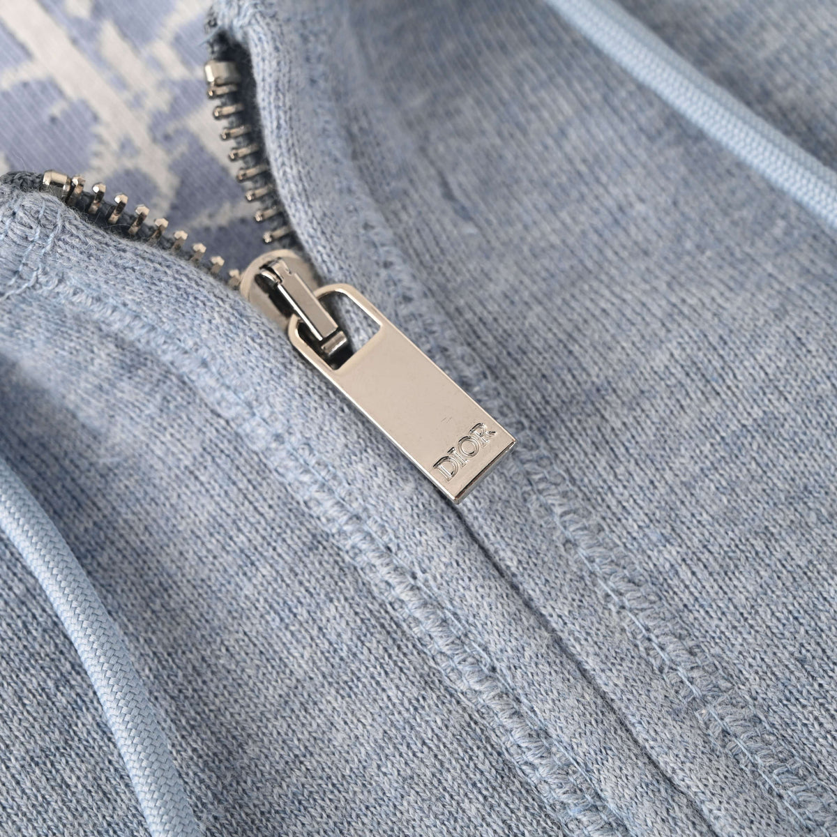 Christian Dior Knit Zip-Up Hooded Jacket with Monogram Interior for Casual Layering and Streetwear Styling