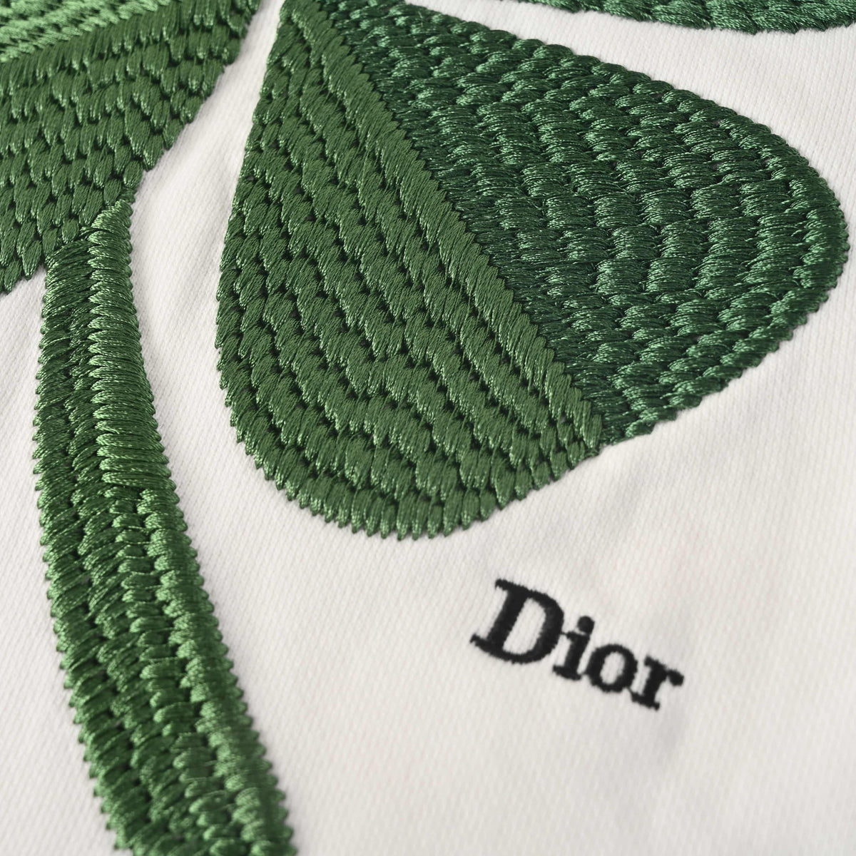 Christian Dior Four-Leaf Clover Embroidered Crewneck Sweatshirt with Casual Pullover Styling