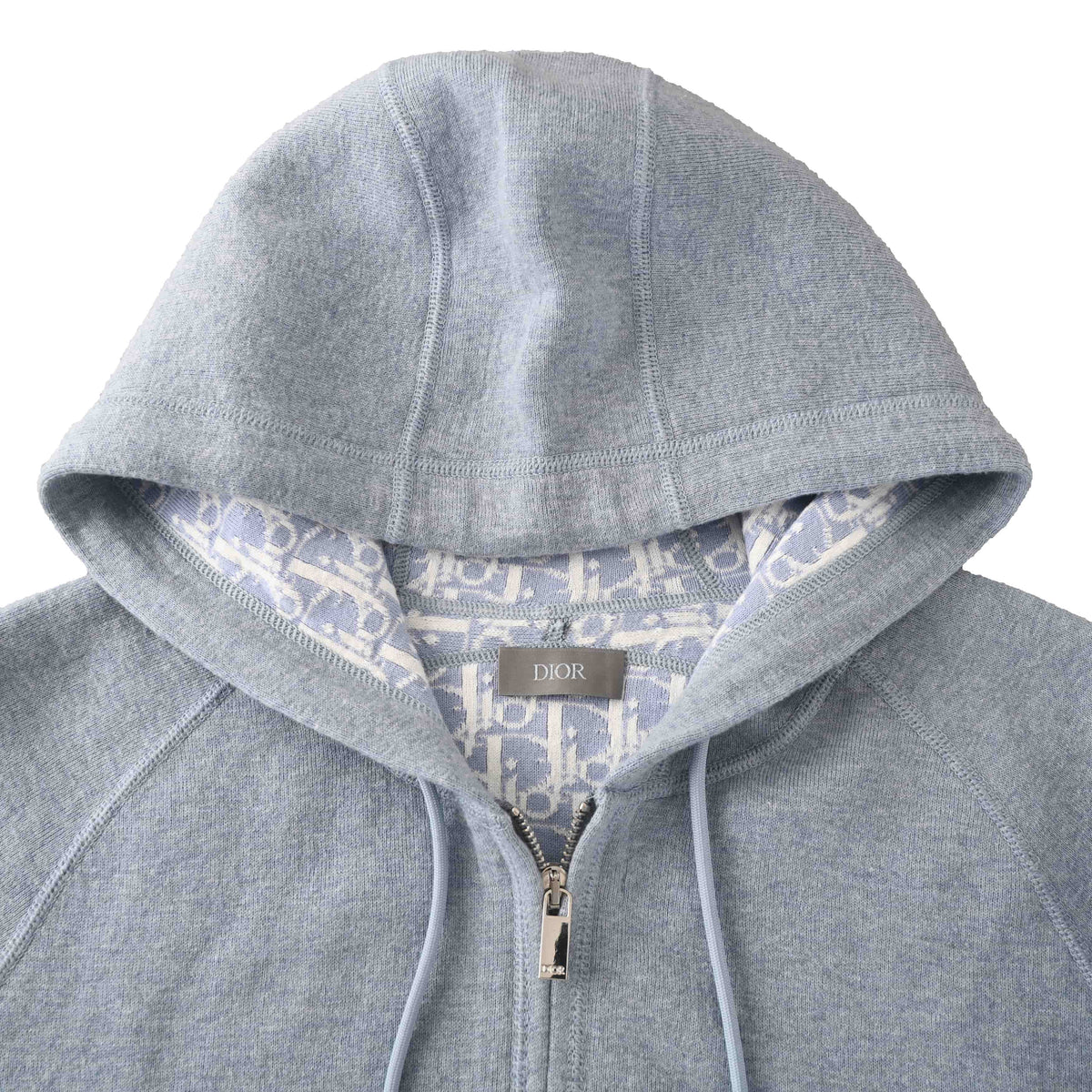 Christian Dior Knit Zip-Up Hooded Jacket with Monogram Interior for Casual Layering and Streetwear Styling