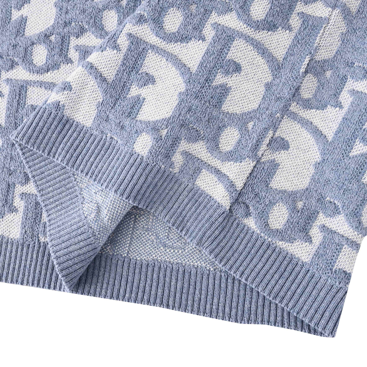 Christian Dior Oblique Blue All-Over Monogram Knit Short-Sleeve T-Shirt for Statement Casual Outfits