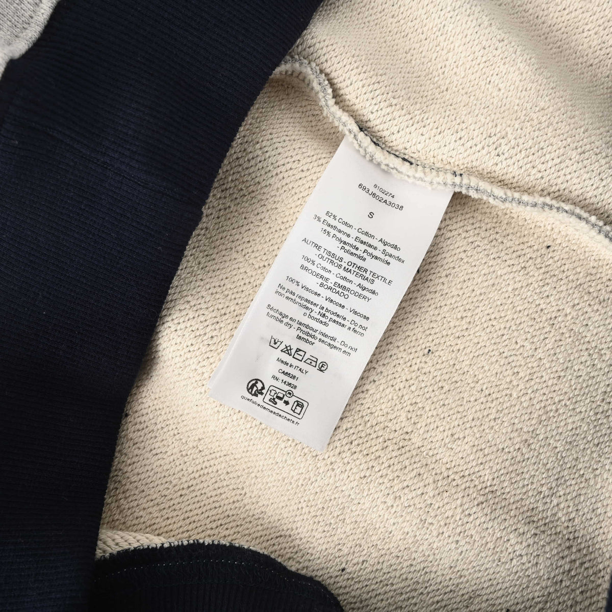 Christian Dior Contrast Pocket Crewneck Sweatshirt, Mixed-Pattern Embroidery Casual Streetwear Top