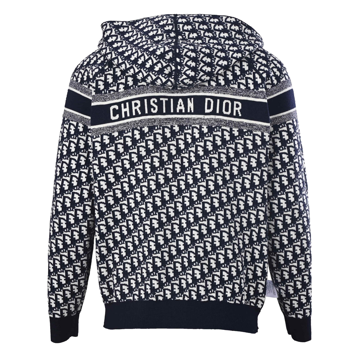 Christian Dior Oblique Reversible Cashmere Knit Jacket, Monogram Jacquard Outerwear with Back Lettering