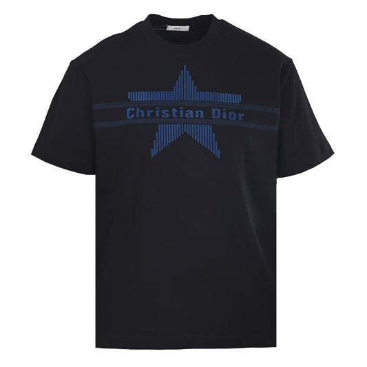 Christian Dior Classic Star Embroidery T-Shirt with Five-Point Motif and Short Sleeves for Casual Streetwear