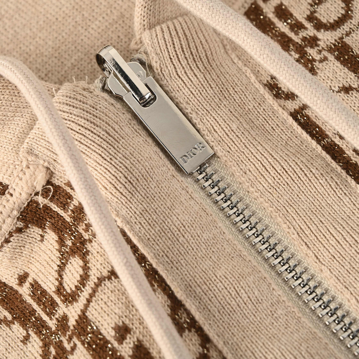 Christian Dior Cashmere Hooded Zip-Up Jacket with Monogram Lining for Casual Layering