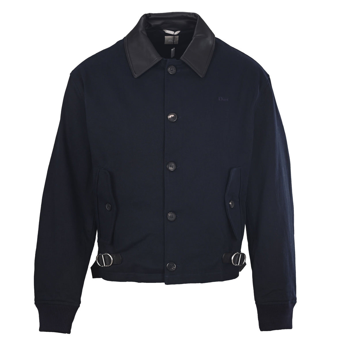 Christian Dior Leather Collar Jacket with Buckle Detail, Statement Outerwear for Casual Layering