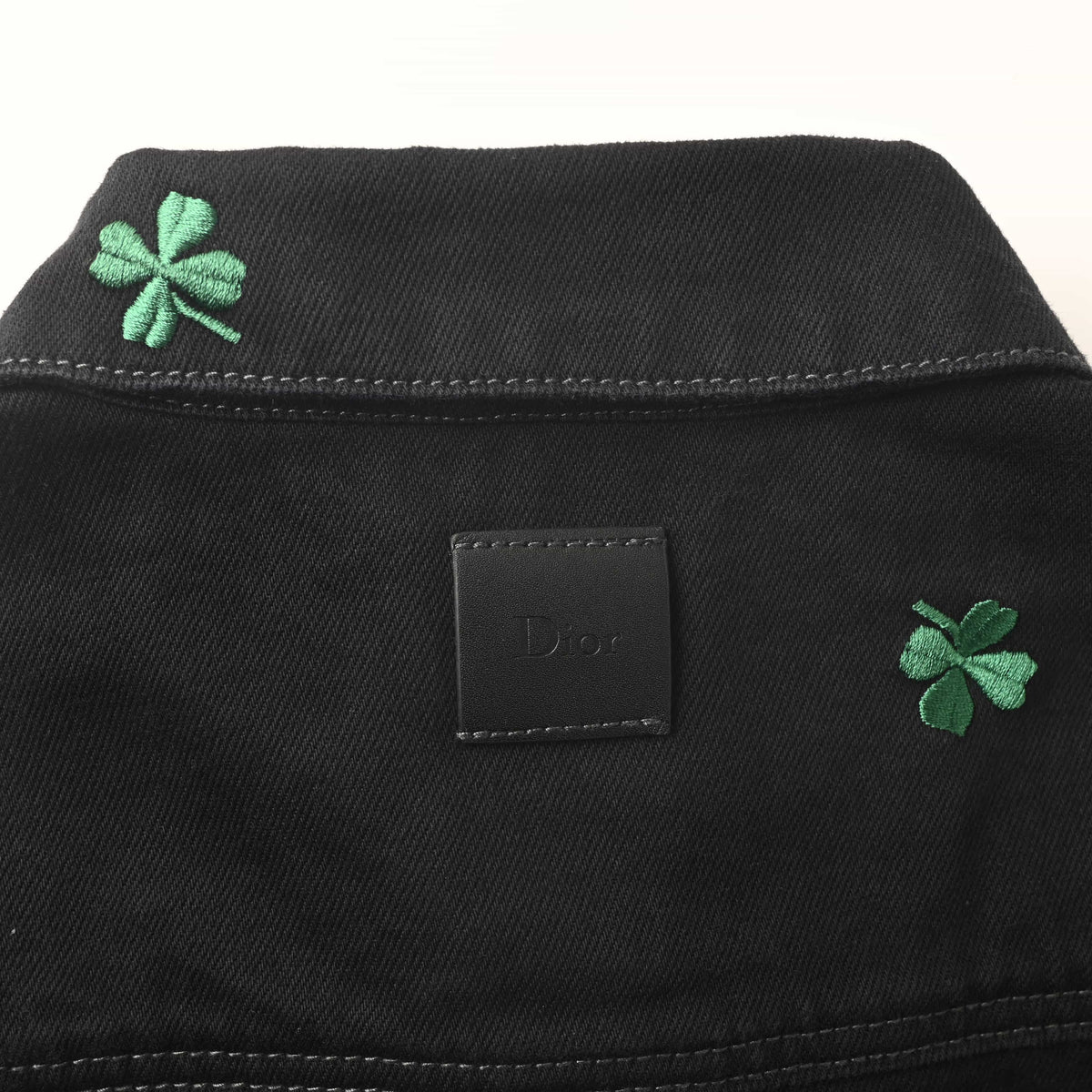 Christian Dior Four-Leaf Clover Embroidered Long-Sleeve Overshirt Jacket for Layered Streetwear
