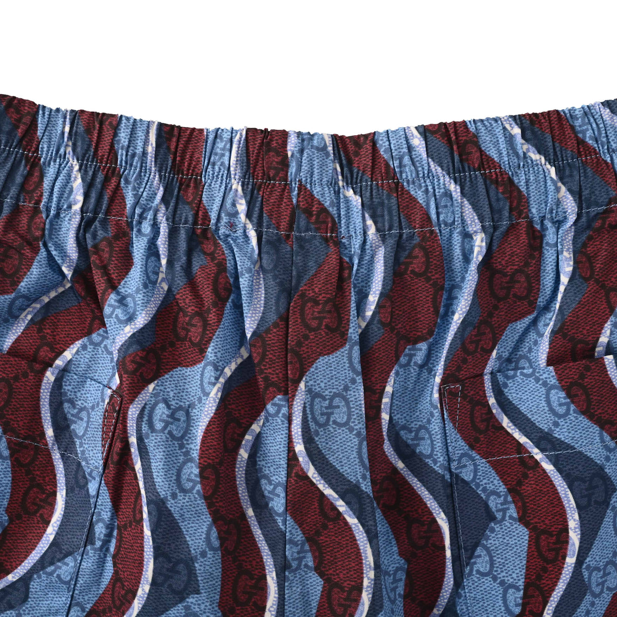 Gucci Blue GG Wave Stripe Elastic-Waist Shorts