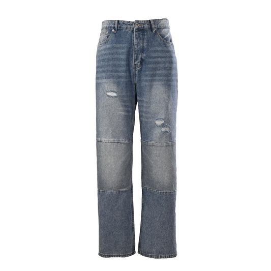 Christian Dior Vintage-Effect Paneled Wide-Leg Jeans with Full-Length Denim Streetwear Silhouette