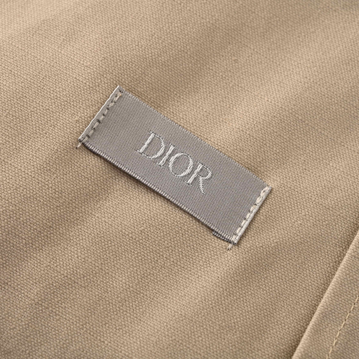 Christian Dior Collaboration Canvas Hooded Zip-Up Jacket, Embroidered Emblem Streetwear Outerwear