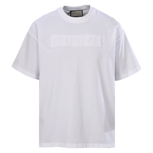 Gucci White Tonal Embossed Logo Crewneck T-Shirt