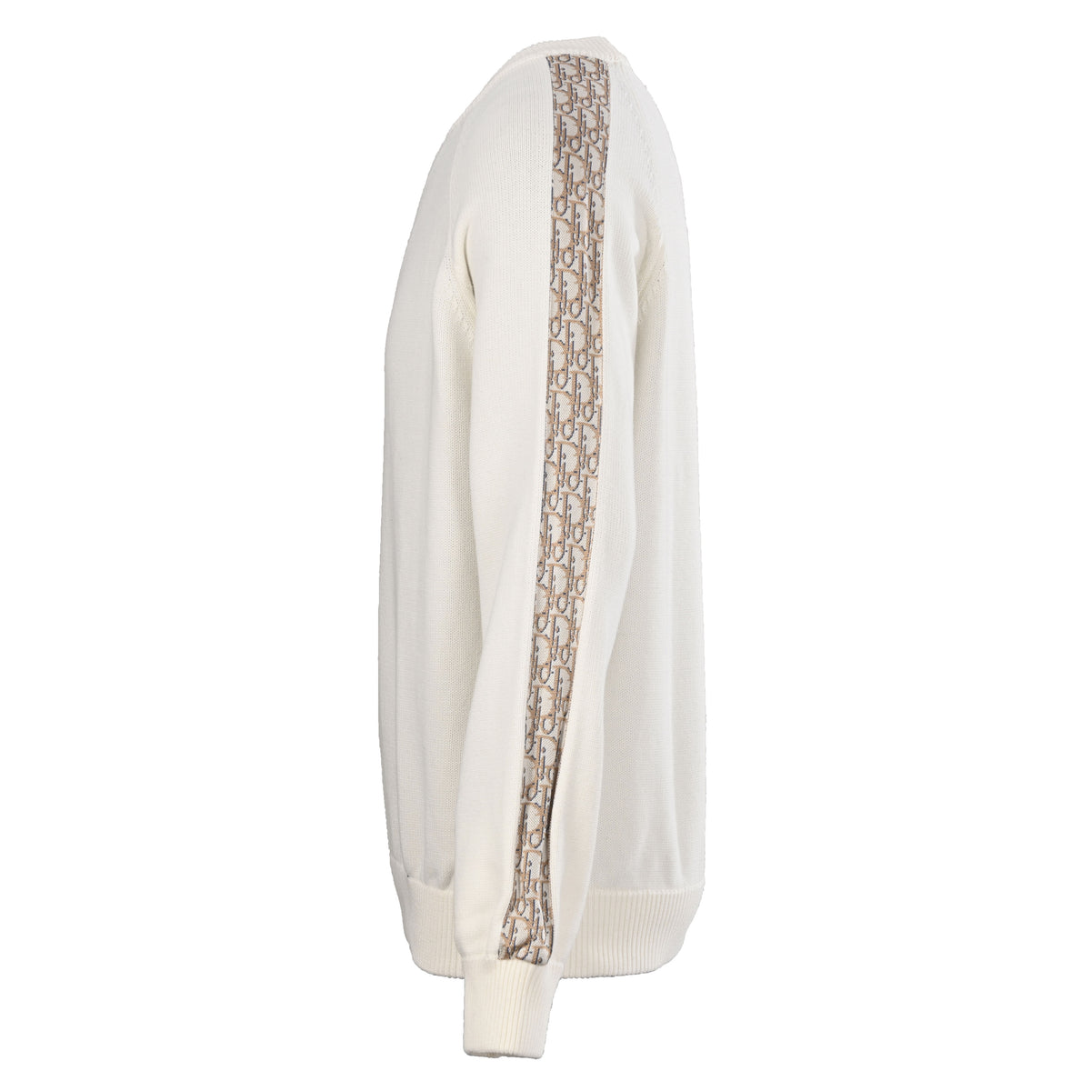 Christian Dior Webbing Detail Crewneck Knit Sweater, Casual Pullover Knitwear for Layered Outfits